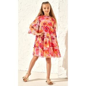 Angel & Rocket Girls Dress – Size 4 – Red Printed Mesh